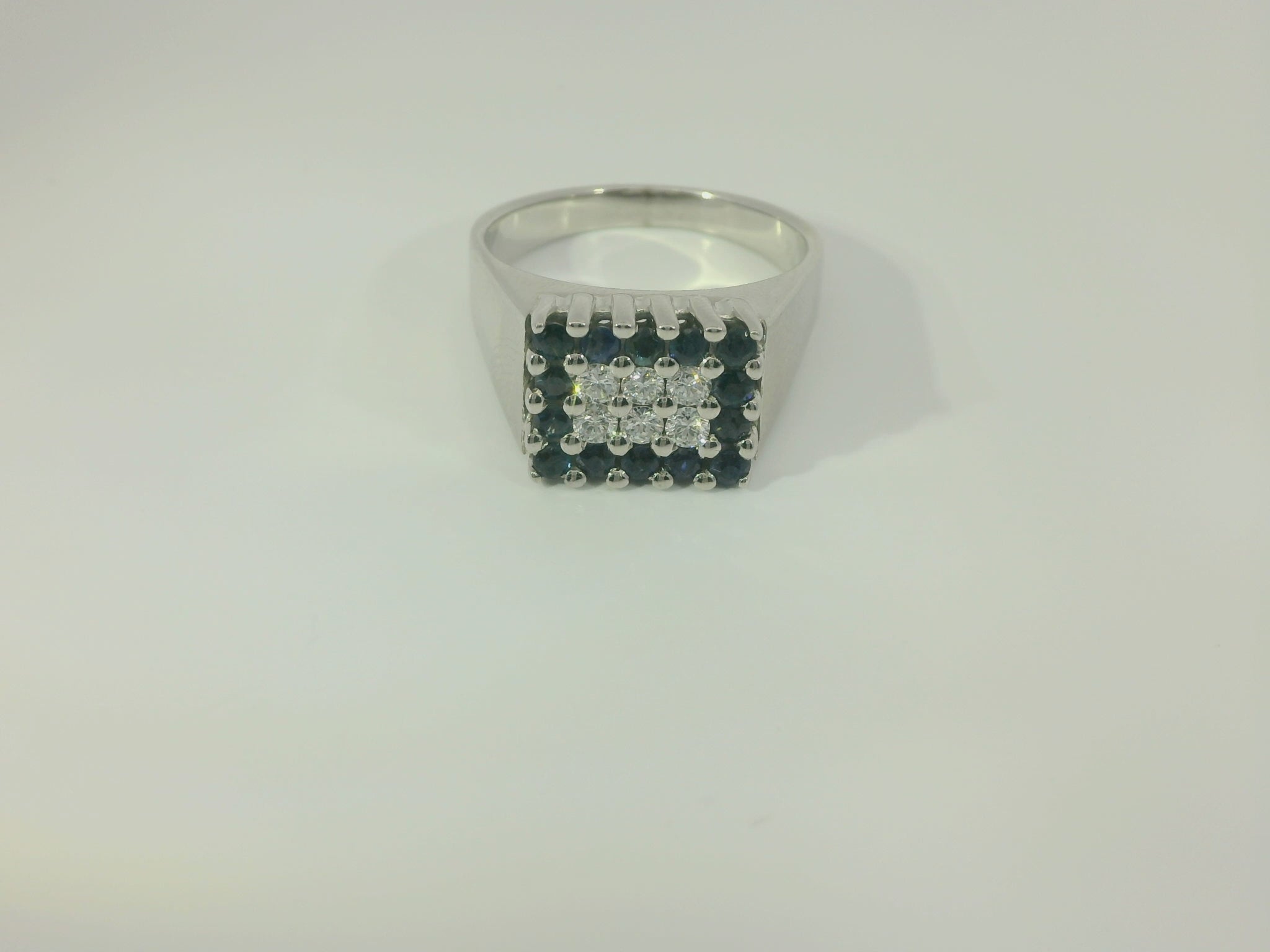 Damenring 750 Weissgold Saphir Diamant Gr. 56