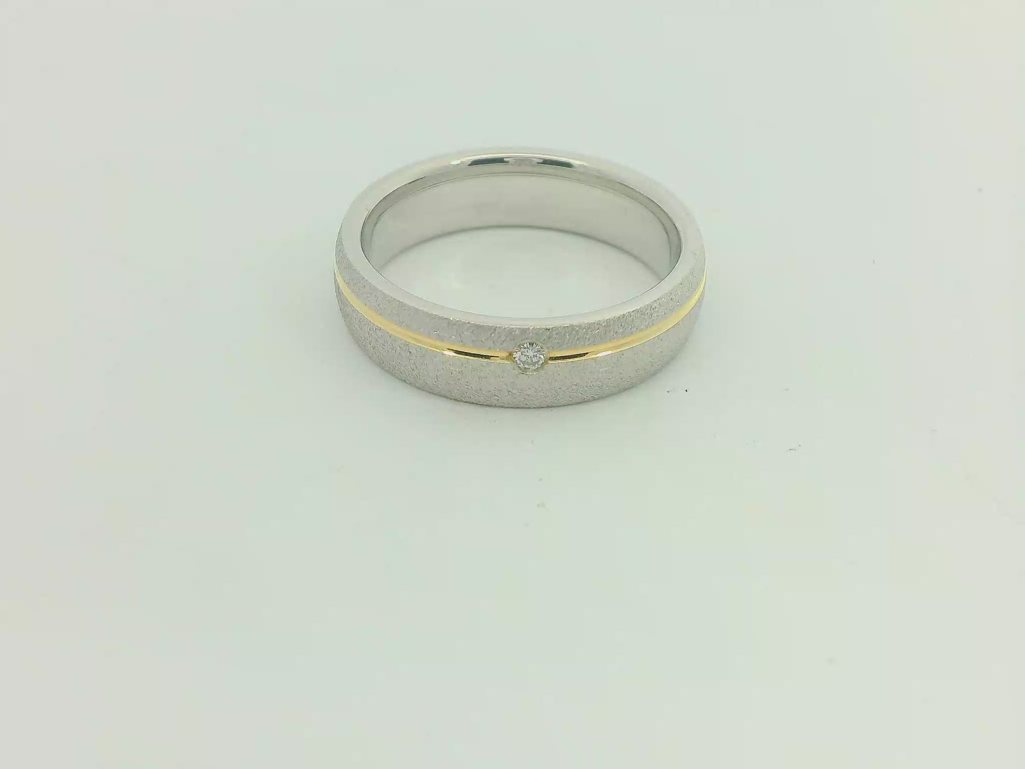 Moderner Bicolor-Trauring Silber Gold Partnerringe - SGB 119/6
