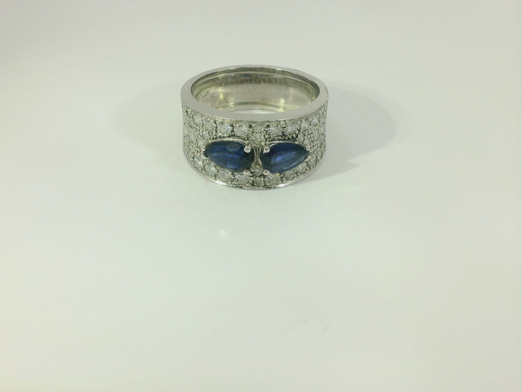 Damenring 750 Weissgold Saphir Diamant Gr. 52