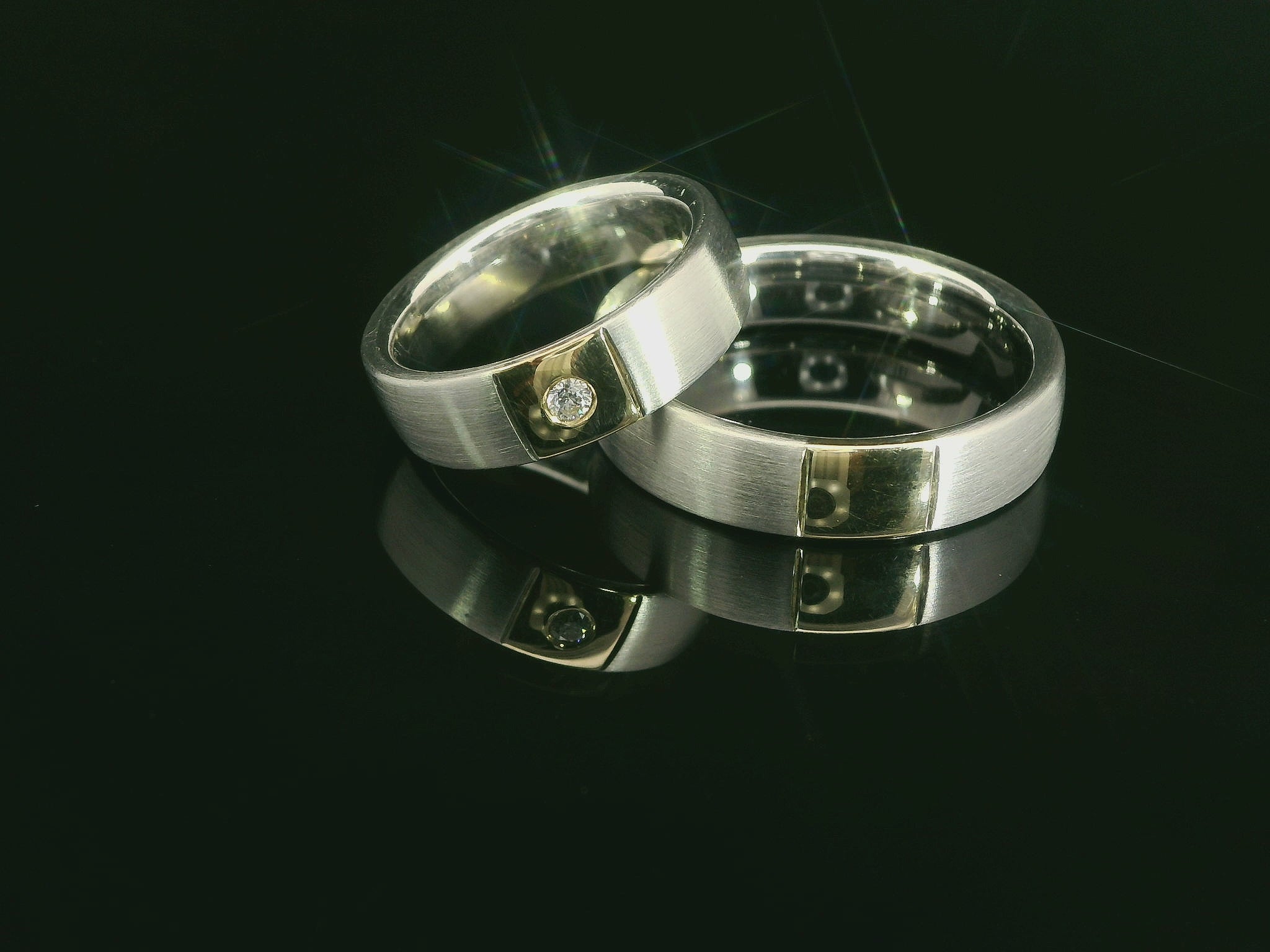 Partnerringe Silber 925 / 18 Karat - 750 Gold - SG - 128/5