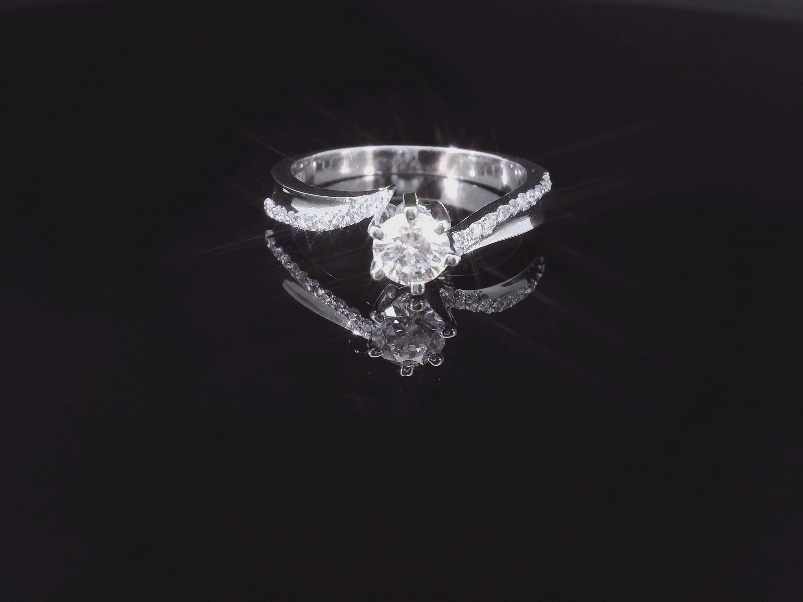 Weissgold-Ring mit Brillant 0.18ct & Diamanten – Grösse 55 - 0.45ct tw-si Gold 750