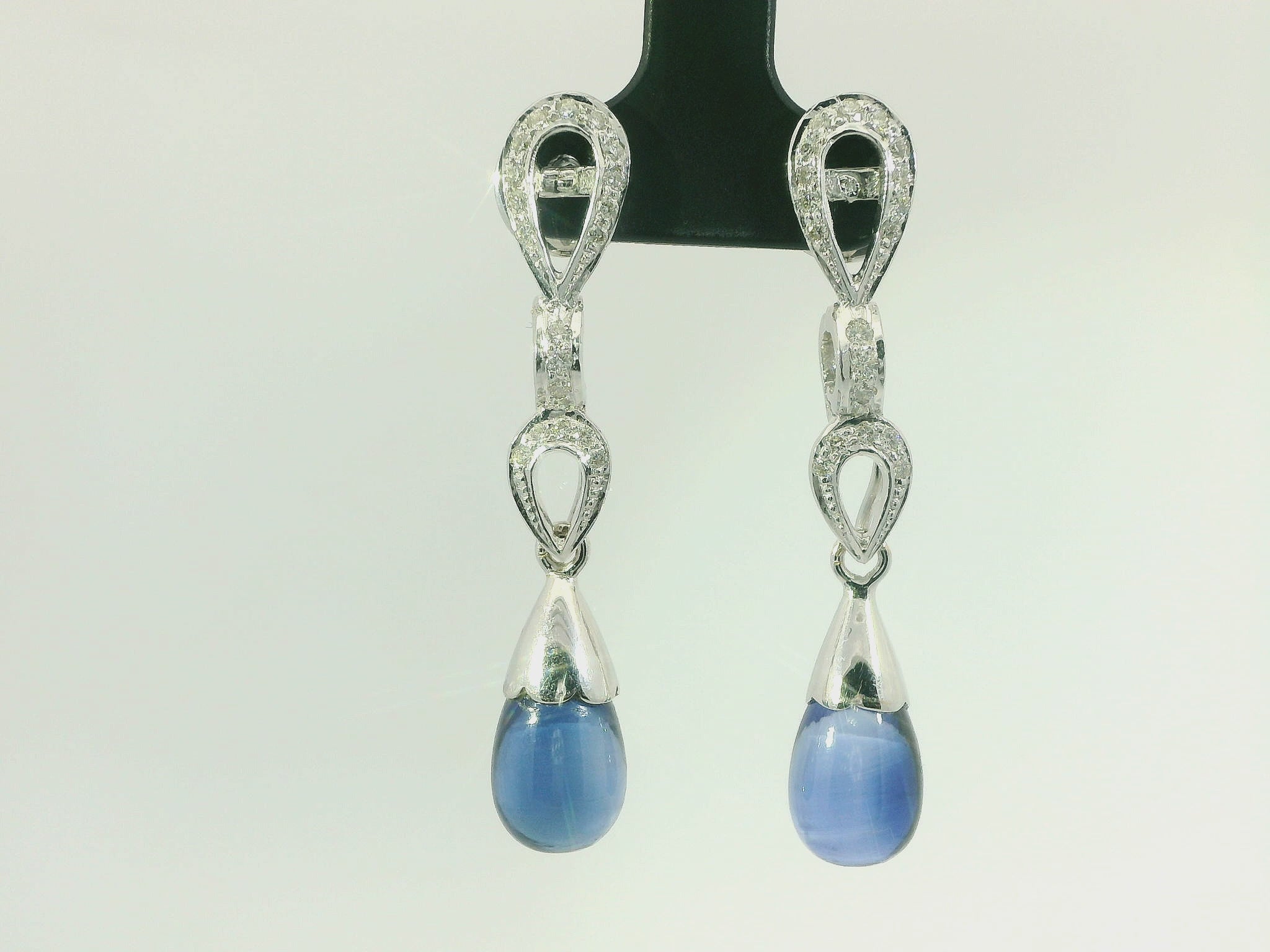 Ohrringe 750 Weissgold Blaustein Diamant