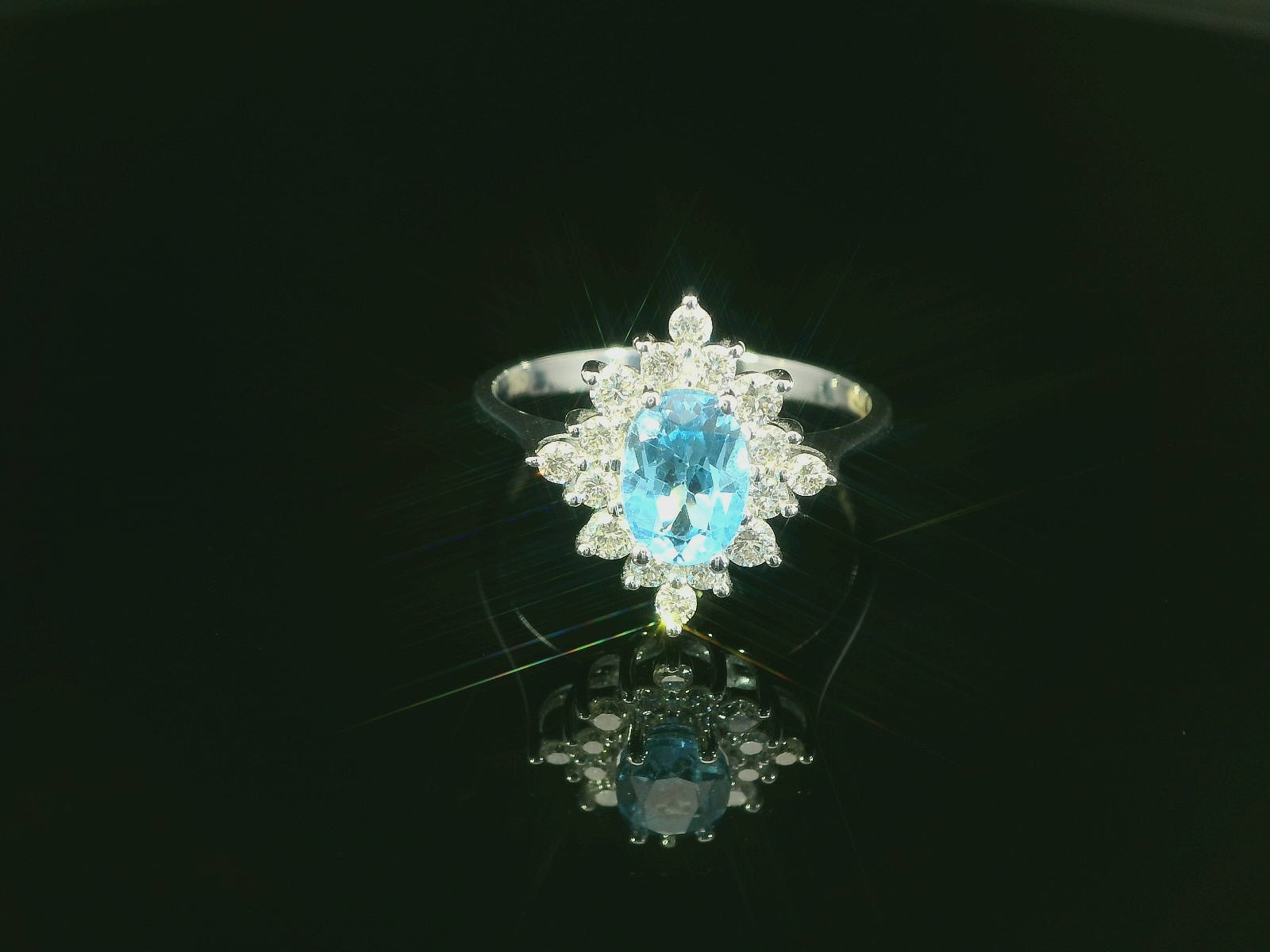 Bague élégante pour femme en or 18 carats avec diamants et topaze – idéale comme cadeau – YZ0003263 