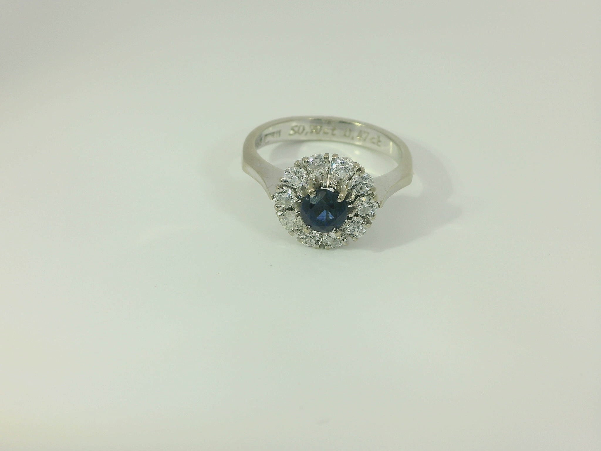 Damenring 750 Weissgold Saphir Diamant