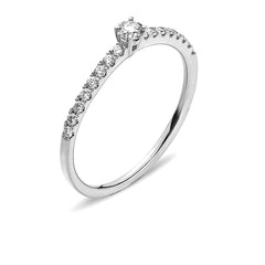 Ring Weissgold 750 mit 1 Brillant 0.27 ct. & 16 Brillanten 0.22 ct.