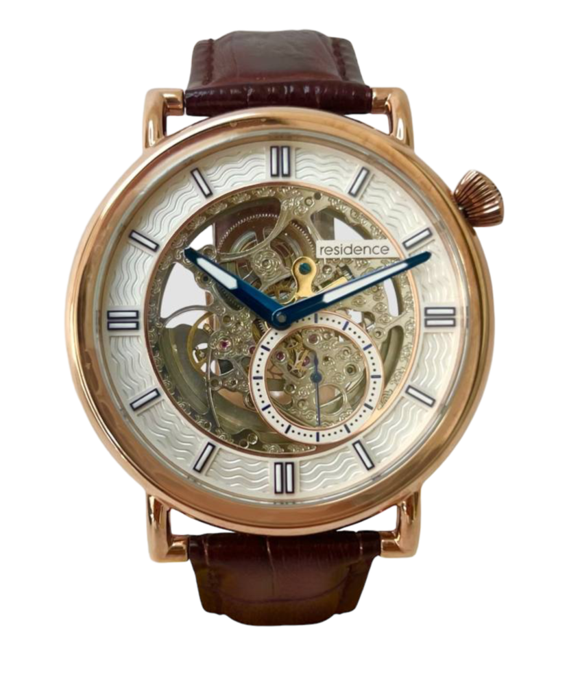 Residence Skelett Automatik Uhr Stahl Leder - AS 9217