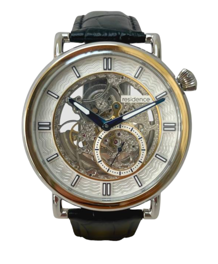 Residence Skelett Automatik Uhr Stahl Lederarmband - AS 9216