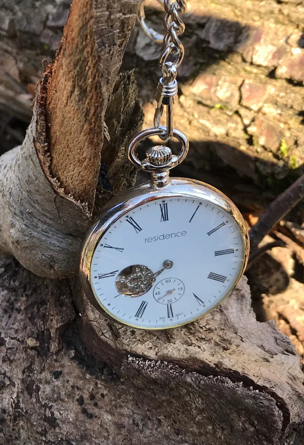 Residenz Klassische silberne Taschenuhr - AS 9105