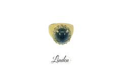 Damenring 750 Gelbgold Blaustein Diamant Gr. 55