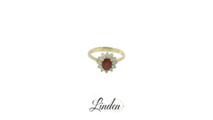 Damenring 750 Gelbgold Rubin Diamant Gr. 54