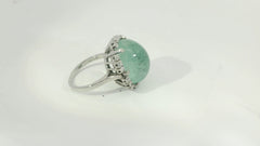 Goldring Damen mit 18 Diamanten & grünem Edelstein