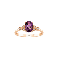 Roségold Diamantring mit Amethyst 0.72 ct in 585 oder 750 Gold