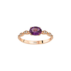 Roségold Diamantring mit Amethyst 0.74 ct in 585 oder 750 Gold