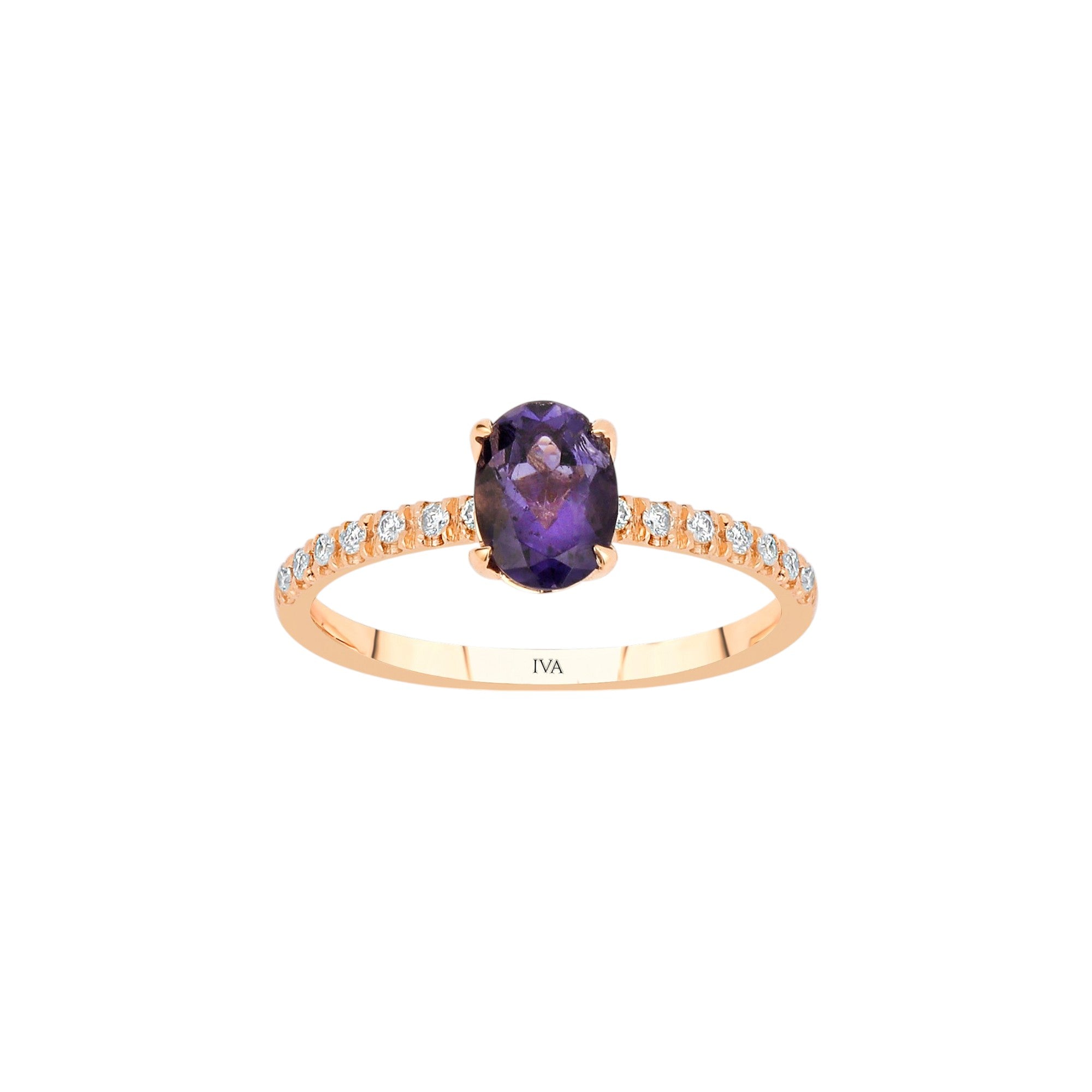 Roségold Diamantring mit Amethyst 0.75 ct in 585 oder 750 Gold