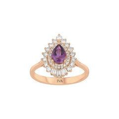 Roségold Diamantring mit Amethyst 1.02 ct in 585 oder 750 Gold