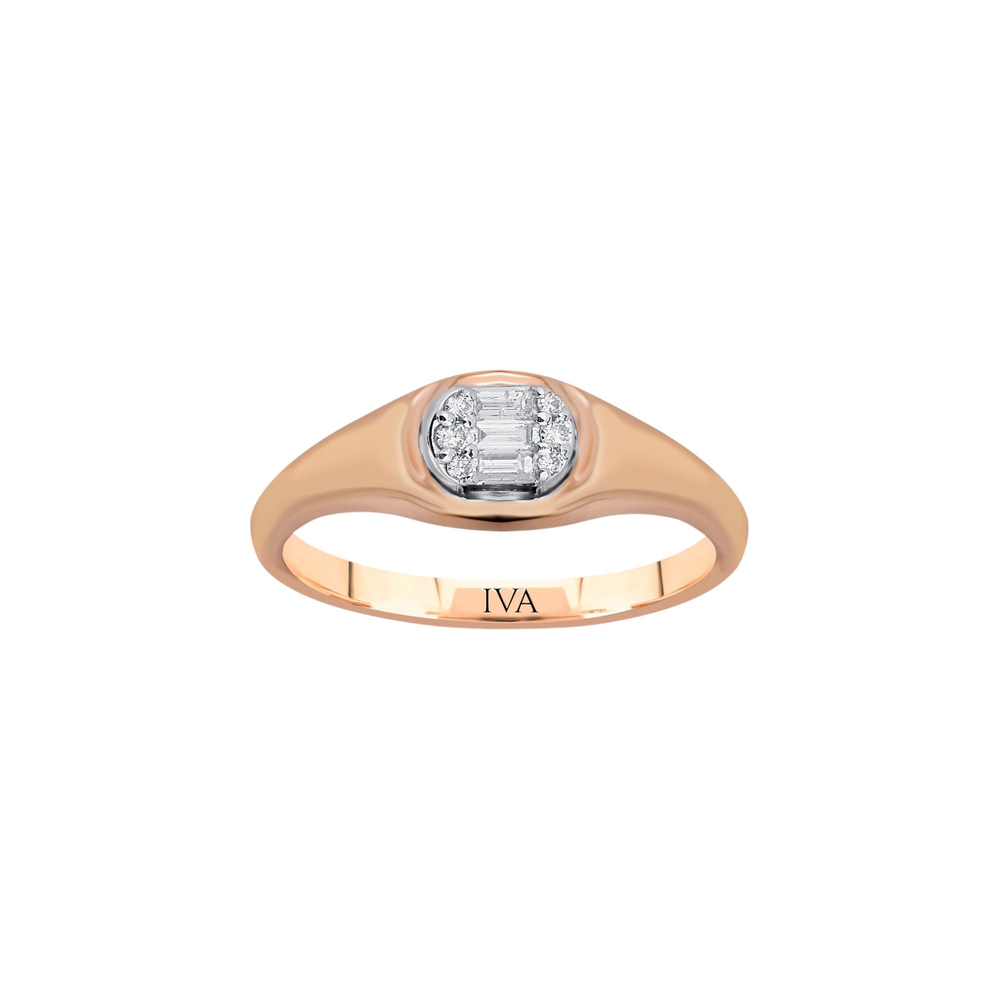 Roségold Diamantring mit Baguette 0.13 ct in 585 oder 750 Gold