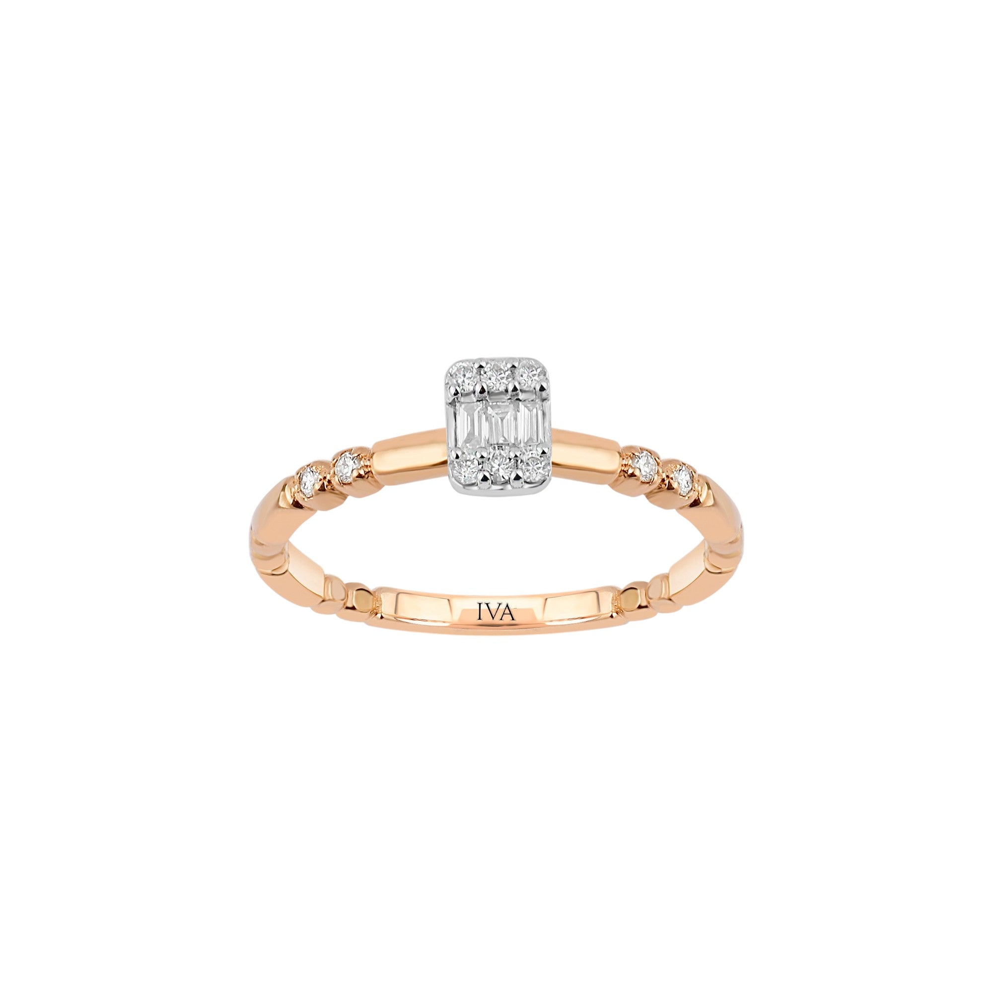 Roségold Diamantring mit Baguette 0.25 ct in 585 oder 750 Gold