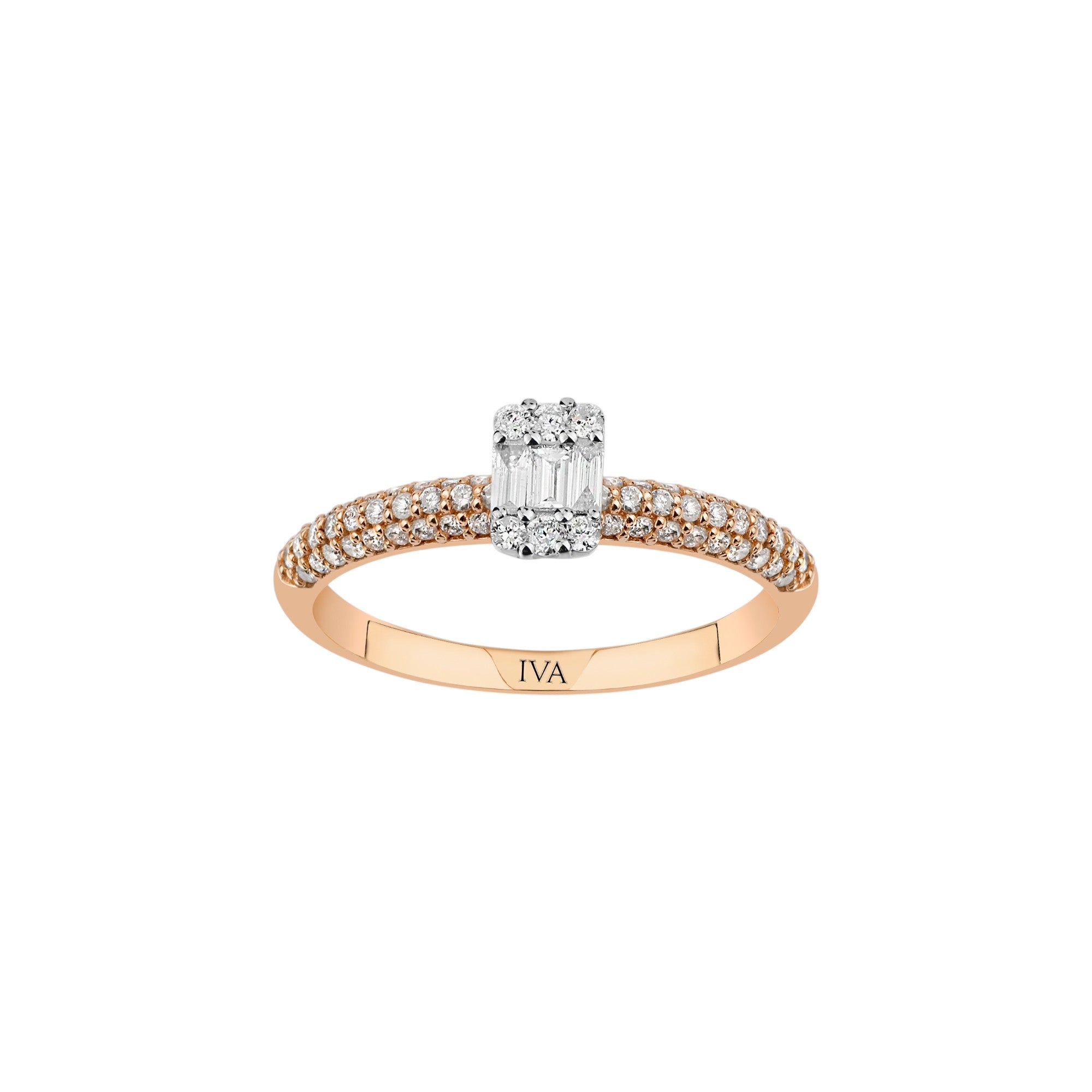 Roségold Diamantring mit Baguette 0.41 ct in 585 oder 750 Gold