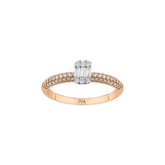 Roségold Diamantring mit Baguette 0.41 ct in 585 oder 750 Gold