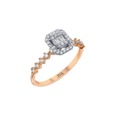 Roségold Diamantring mit Baguette 0.41 ct in 585 oder 750 Gold