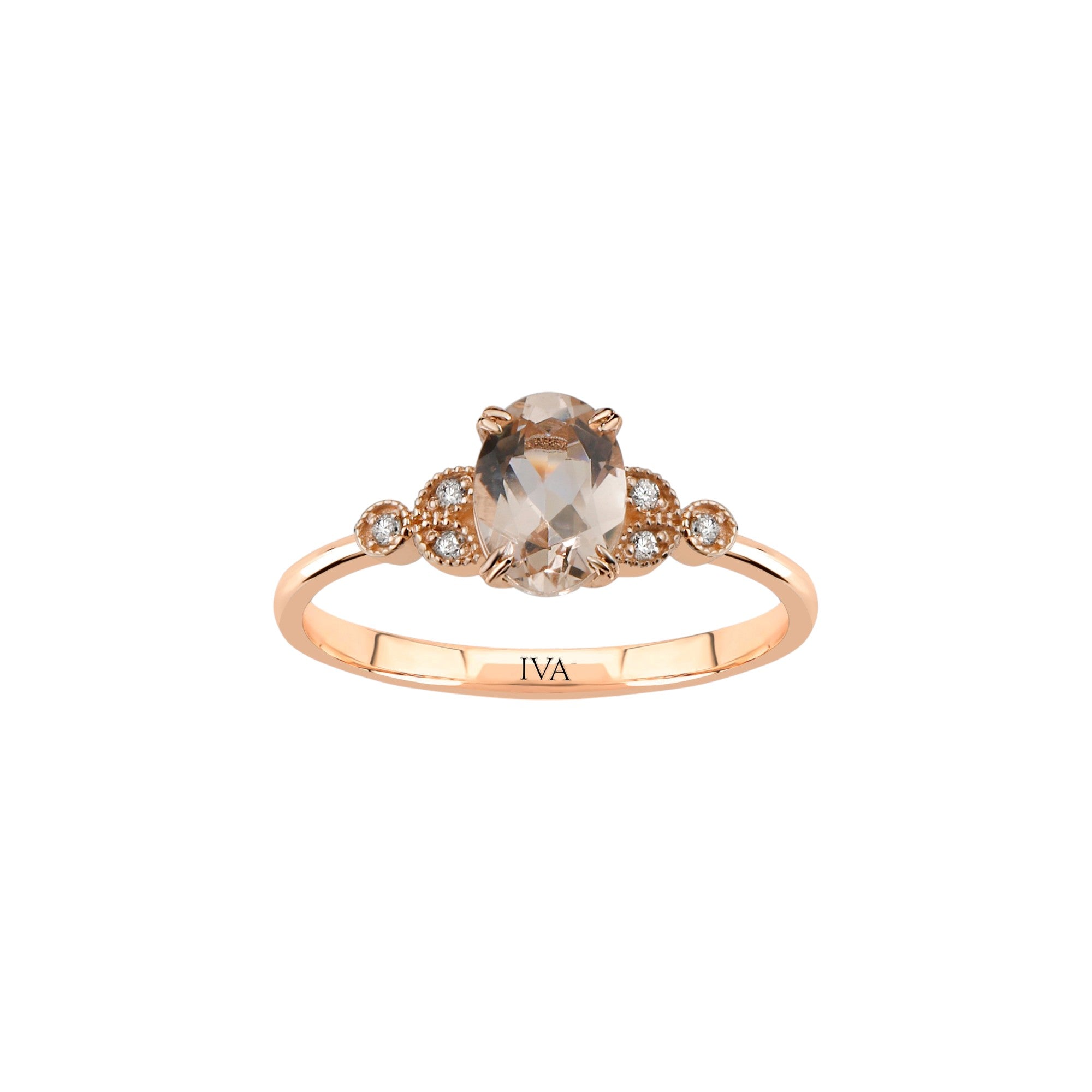Roségold Diamantring mit Morganit 0.63 ct in 585 oder 750 Gold