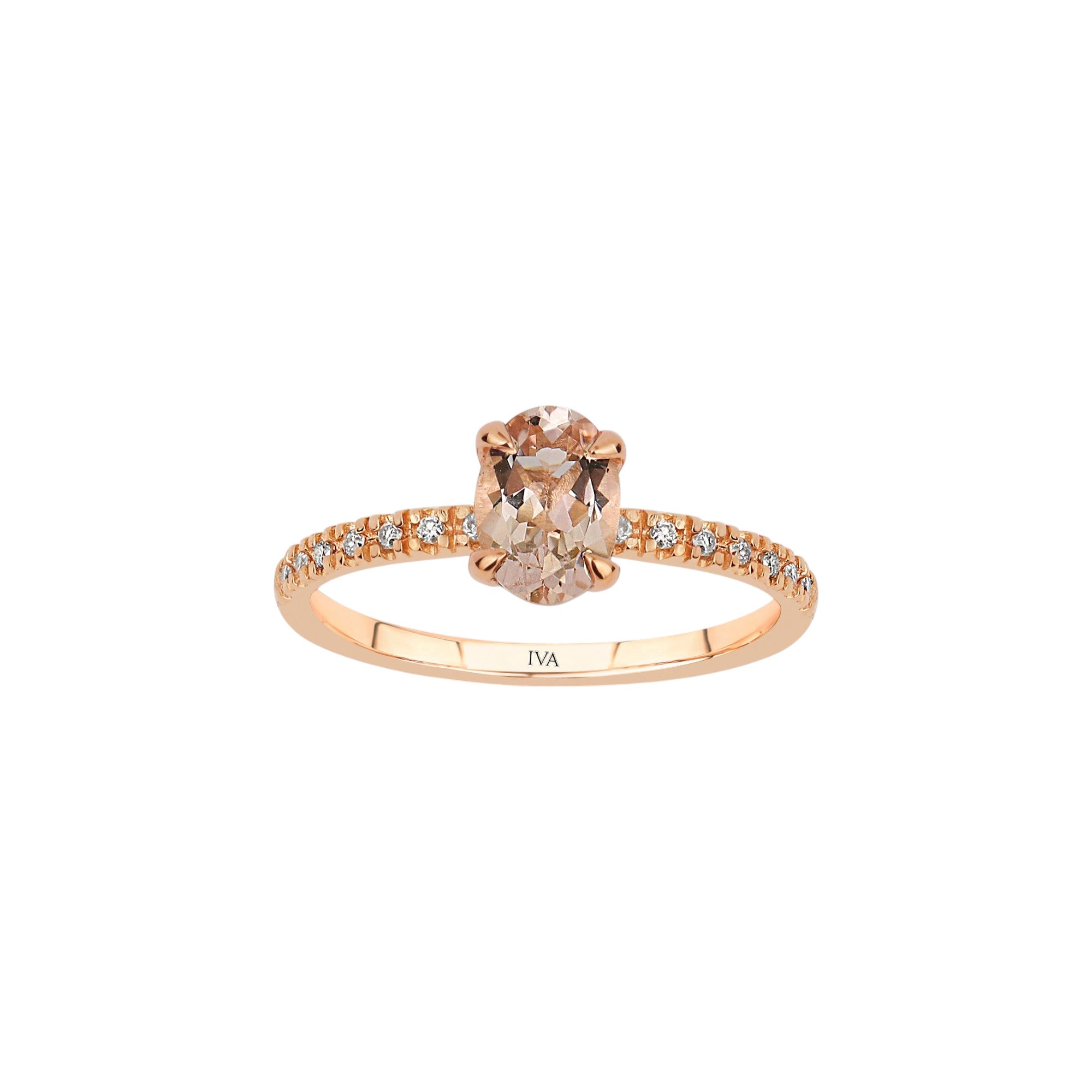 Roségold Diamantring mit Morganit 0.70 ct in 585 oder 750 Gold