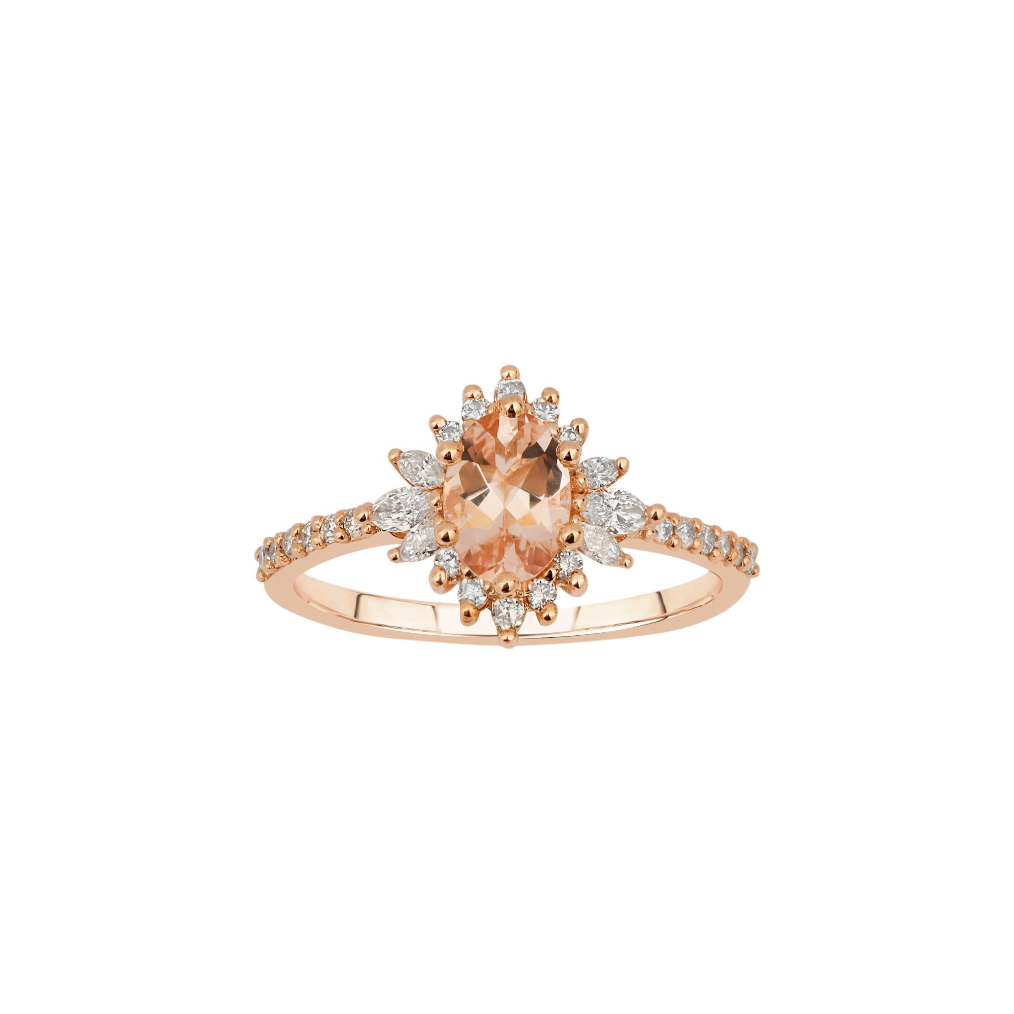 Roségold Diamantring mit Morganit 0.83 ct in 585 oder 750 Gold