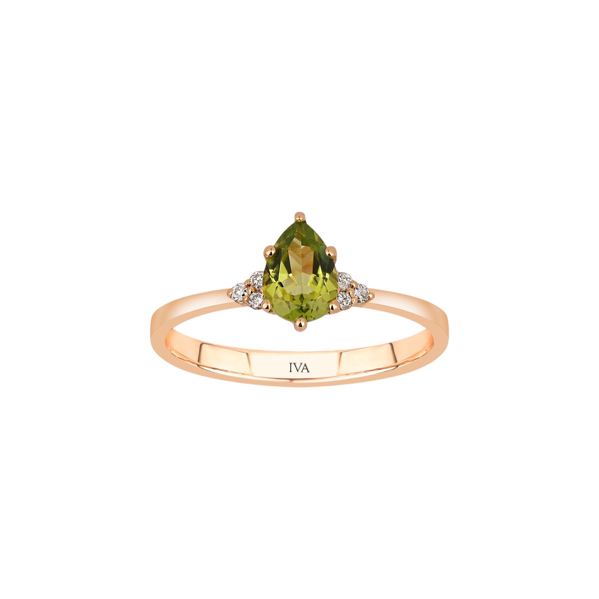Roségold Diamantring mit Peridot 0.71 ct in 585 oder 750 Gold