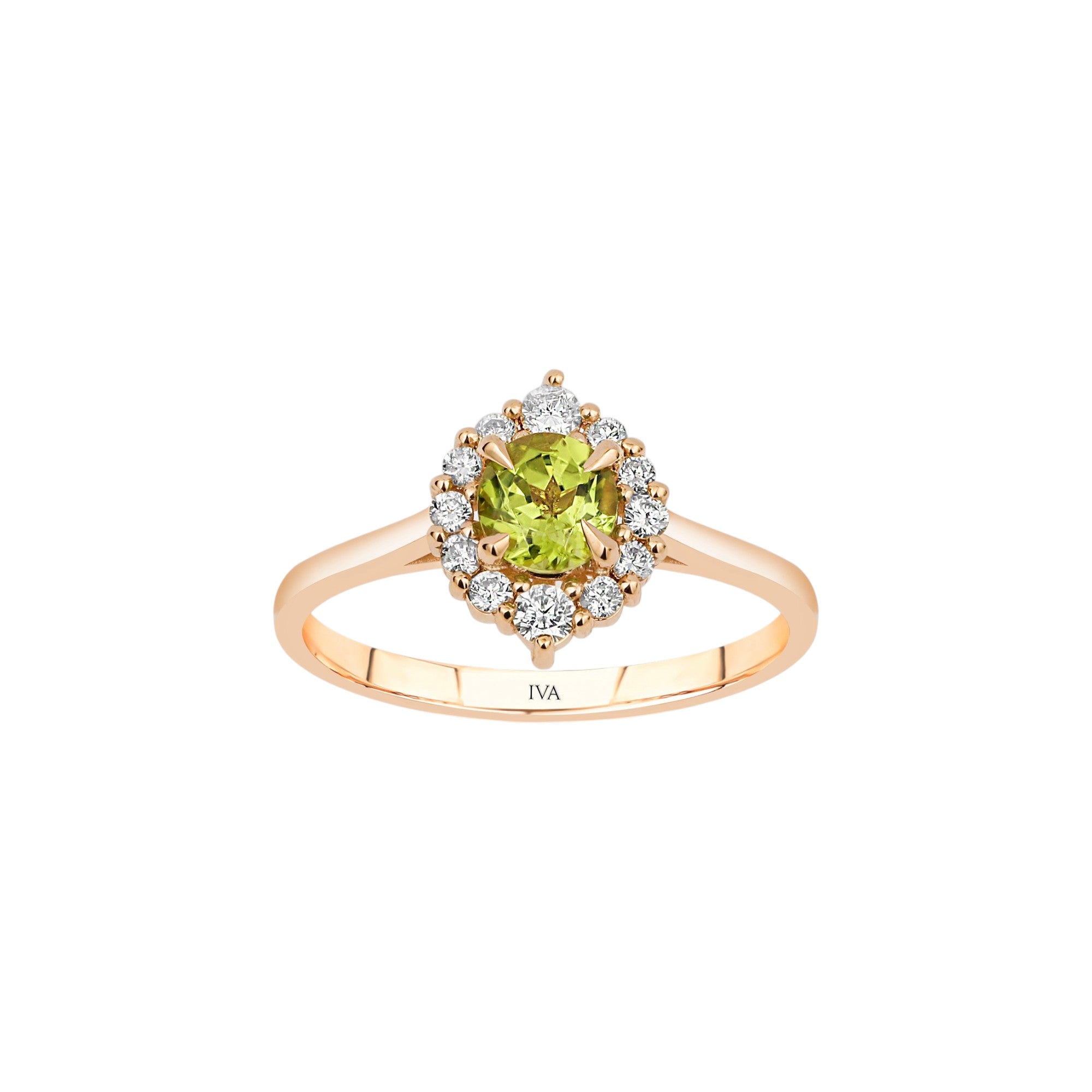 Roségold Diamantring mit Peridot 0.80 ct in 585 oder 750 Gold