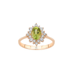 Roségold Diamantring mit Peridot 1.03 ct in 585 oder 750 Gold
