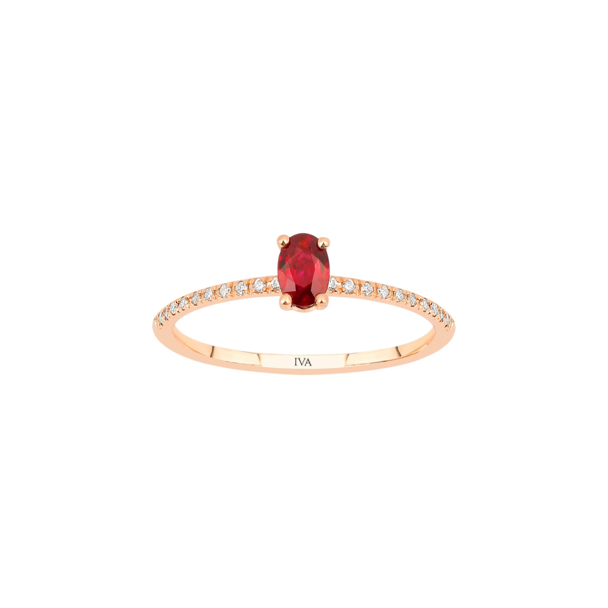 Roségold Diamantring mit Rubin 0.32 ct in 585 oder 750 Gold