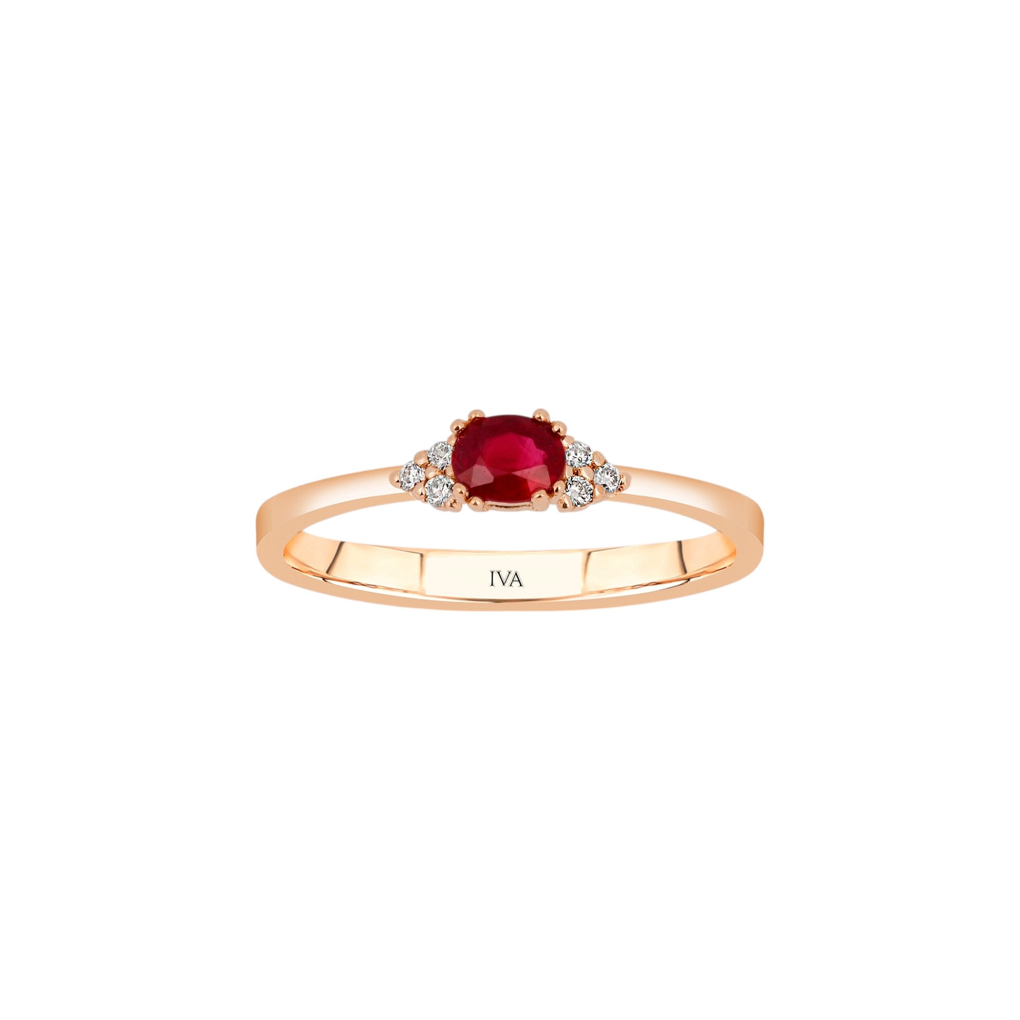 Roségold Diamantring mit Rubin 0.54 ct in 585 oder 750 Gold