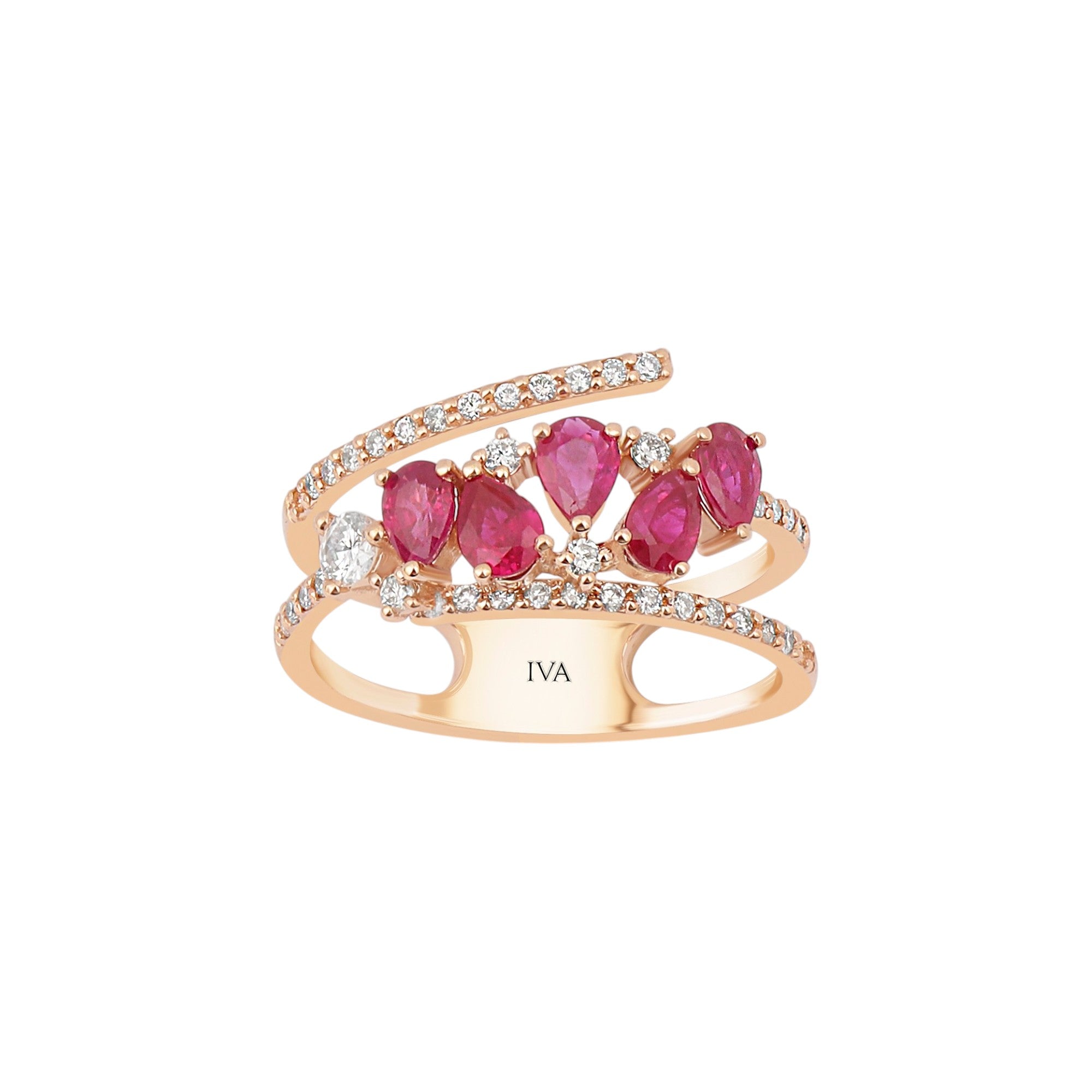 Roségold Diamantring mit Rubin 1.21 ct in 585 oder 750 Gold