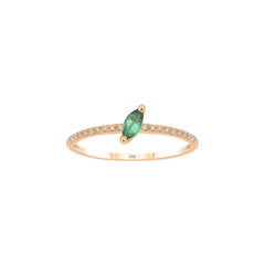 Roségold Diamantring mit Smaragd 0.18 ct in 585 oder 750 Gold