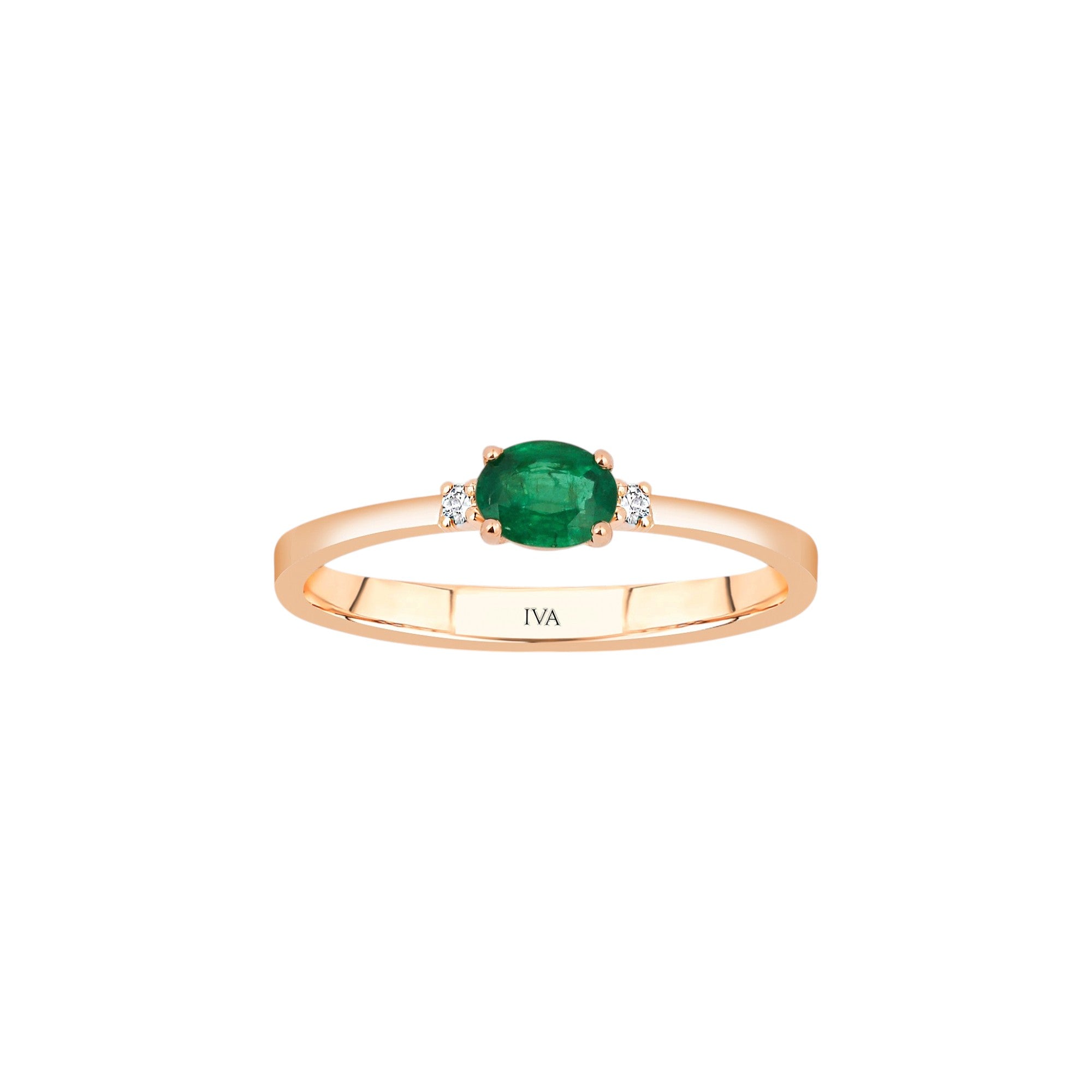 Roségold Diamantring mit Smaragd 0.30 ct in 585 oder 750 Gold