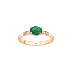 Roségold Diamantring mit Smaragd 0.58 ct in 585 oder 750 Gold
