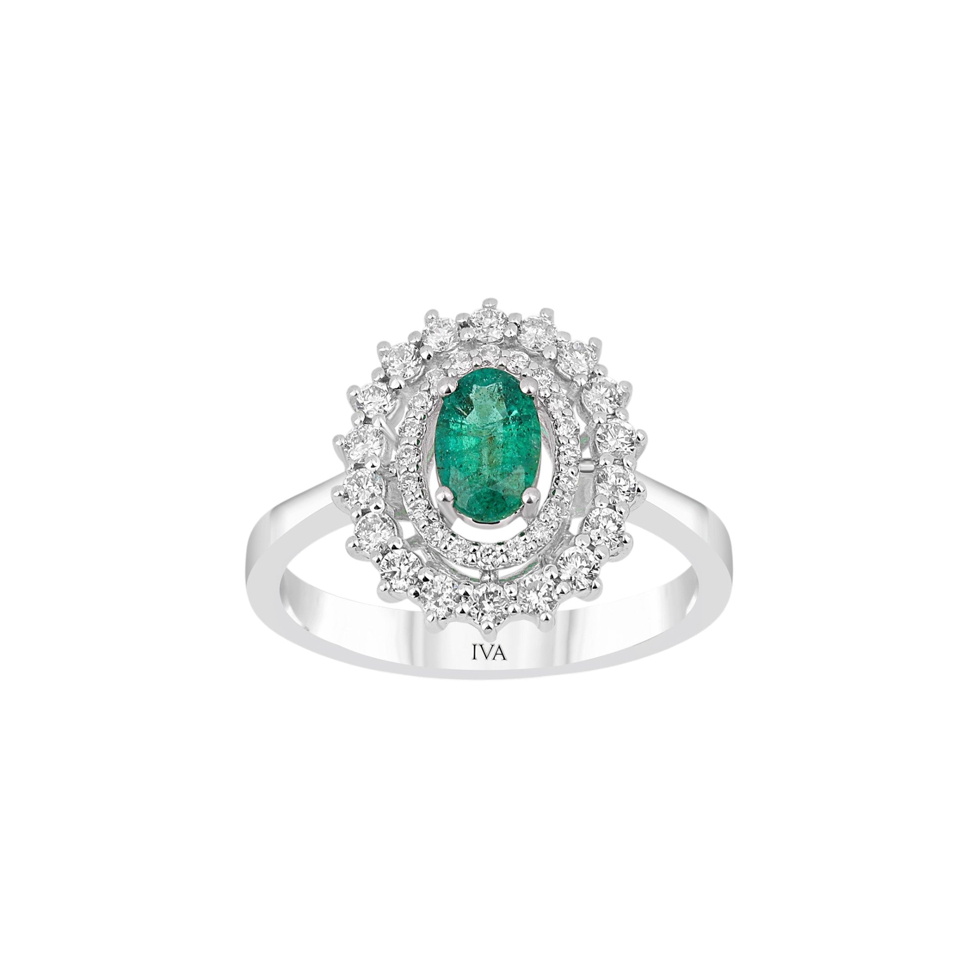 Roségold Diamantring mit Smaragd 0.85 ct in 585 oder 750 Gold