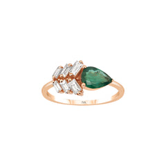 Roségold Diamantring mit Smaragd 0.89 ct in 585 oder 750 Gold