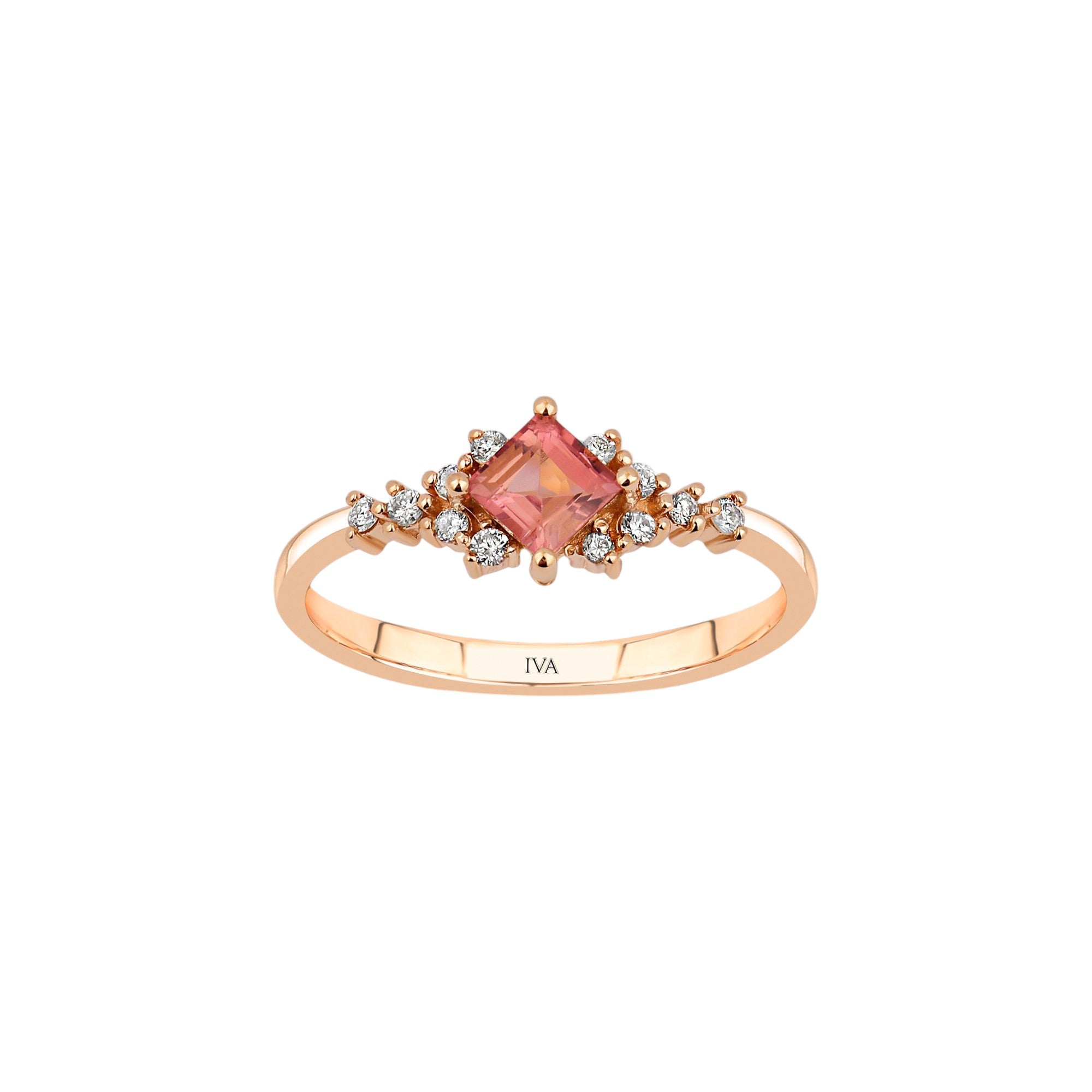 Roségold Diamantring mit Turmalin 0.46 ct in 585 oder 750 Gold