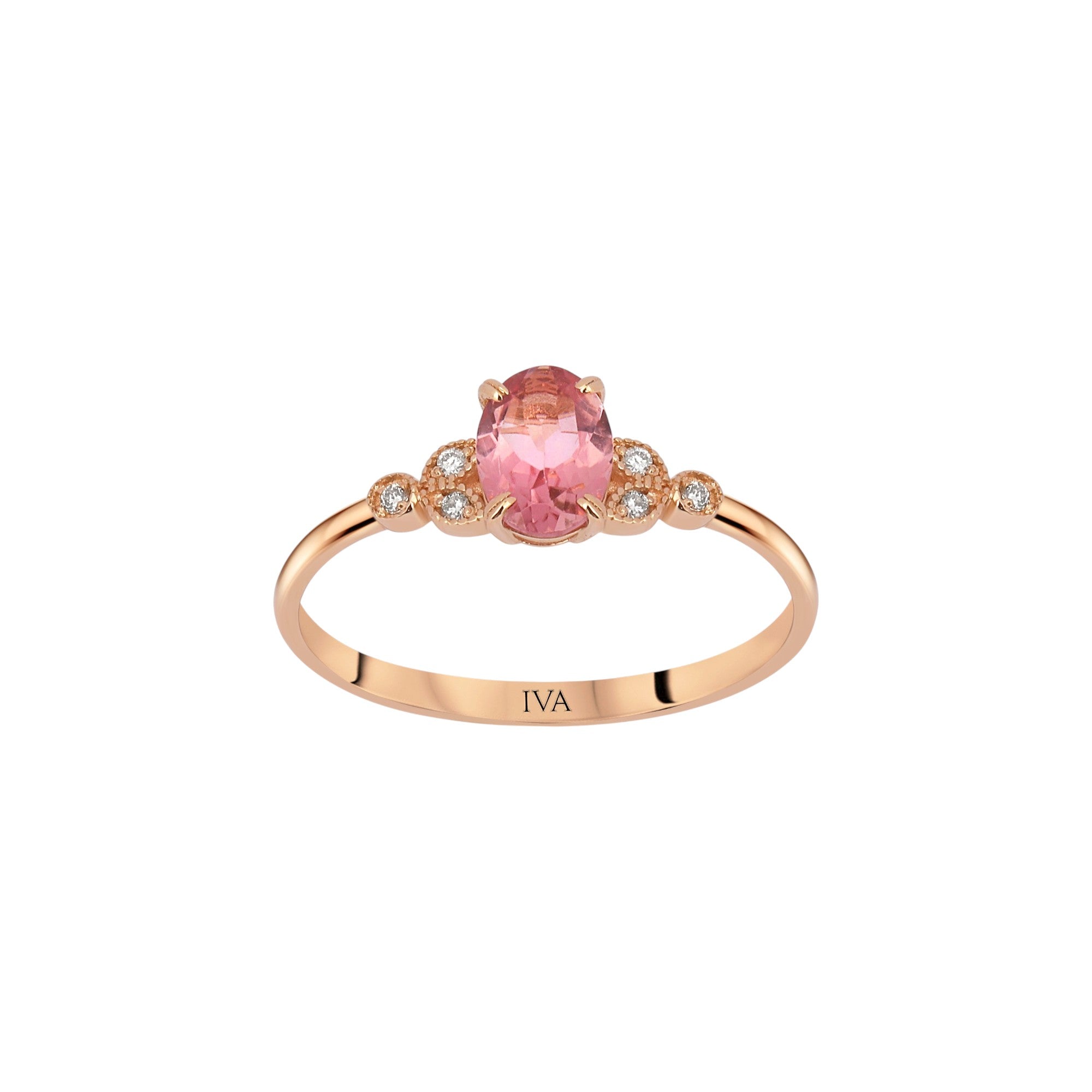 Roségold Diamantring mit Turmalin 0.58 ct in 585 oder 750 Gold