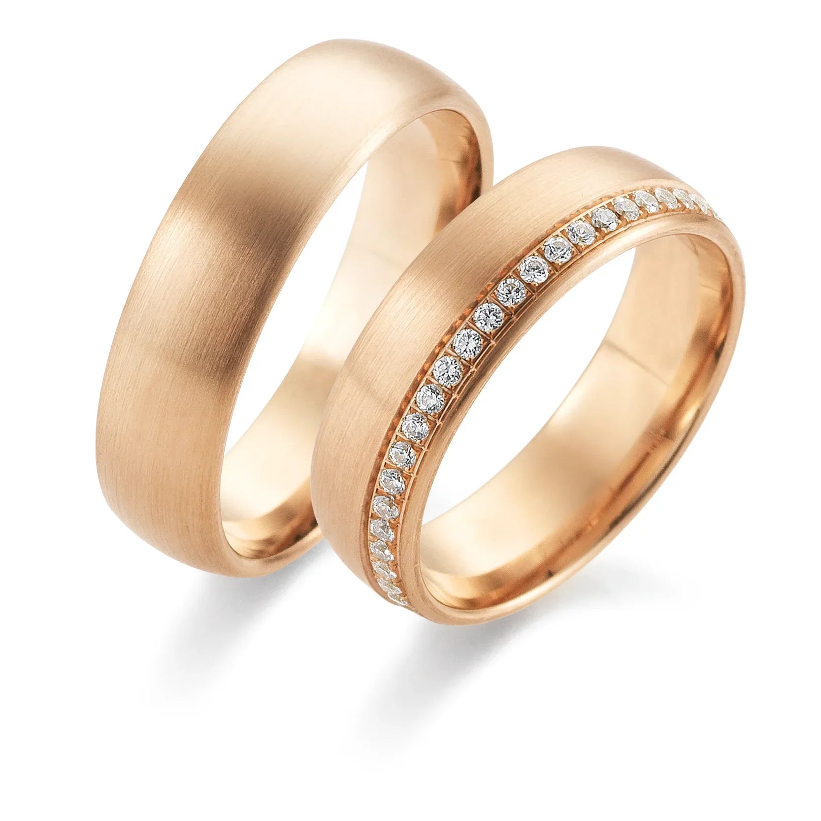 Roségold Trauringe mit 46 Brillanten 0,008ct - 1266/1267