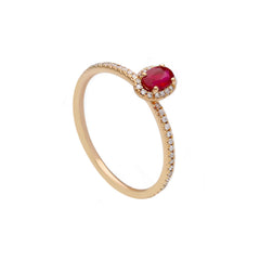 Rotgold-Ring 18 Karat (750) mit Diamanten und Rubin – 270507RR