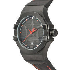 Maserati Potenza Schwarz Leder Quarz Herrenuhr
