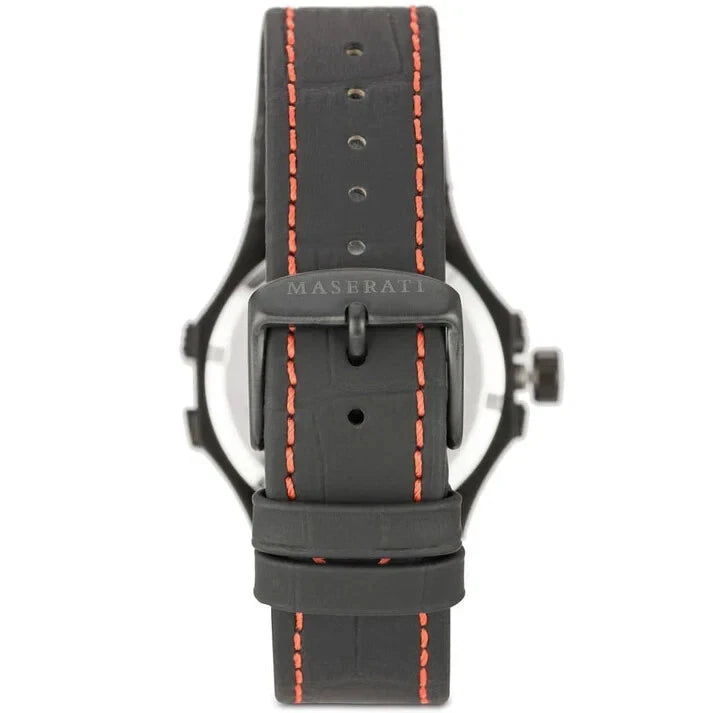 Maserati Potenza Schwarz Leder Quarz Herrenuhr