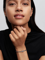 Schwarze Kordel Kastenkette Armband Sterling-Silber - 593816C02