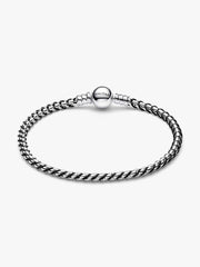 Schwarze Kordel Kastenkette Armband Sterling-Silber - 593816C02