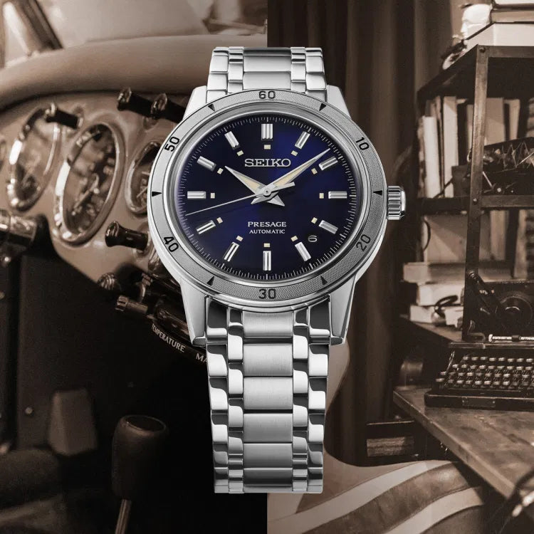 Seiko Presage Style 60's Automatik Blau 39.5mm Herrenuhr - SRPL07J1