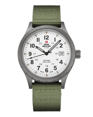 Swiss Military Klassische Armbanduhr im Army-Stil, weisses Canvas - SM34108.04 