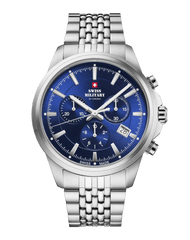 Swiss Military Klassische Chronographenuhr aus blauem Stahl - SM34107.03 