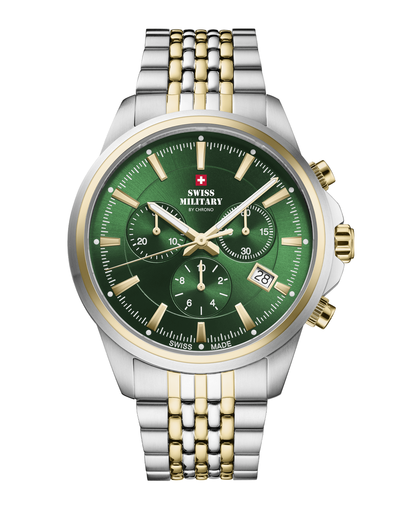 Swiss Military Klassische Chronographenuhr Grün Bicolor - SM34107.08 